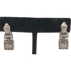 BRIGHTON TRIBECA Heart Scroll Silver Post Drop Dangle Earrings